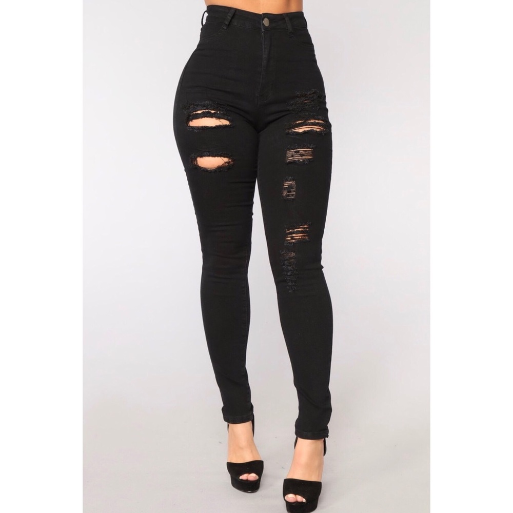 Fashion Nova Distressed High Waist Skinny Jeans